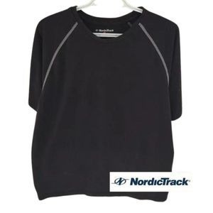 NordicTrack Men's Long Sleeve Workout Shirt with embroidered arms and logo Sz Lr